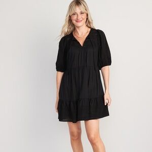 Old Navy Puff-Sleeve Tiered Embroidered Mini Swing Dress size L